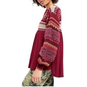 FREE PEOPLE Babydoll CABIN FEVER Sweater Size XL